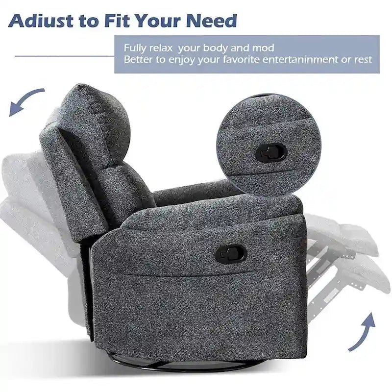 Ręczny, tapicerowany, miękki fotel bujany rozkładany, sofa do salonu