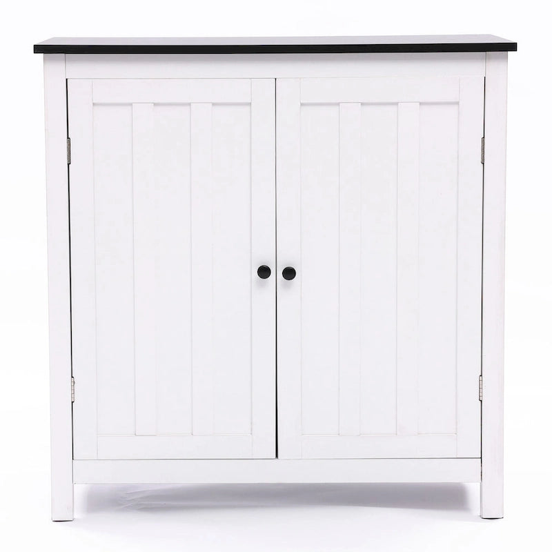 Biała Szafka Łazienkowa z MDF z Dwoma Drzwiczkami i Regulowaną Półką - 82 cm (wys.) x 80 cm (szer.) x 37 cm (gł.)