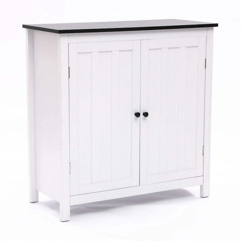 Biała Szafka Łazienkowa z MDF z Dwoma Drzwiczkami i Regulowaną Półką - 82 cm (wys.) x 80 cm (szer.) x 37 cm (gł.)