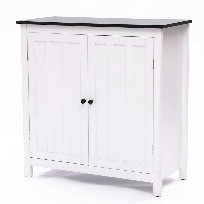 Biała Szafka Łazienkowa z MDF z Dwoma Drzwiczkami i Regulowaną Półką - 82 cm (wys.) x 80 cm (szer.) x 37 cm (gł.)