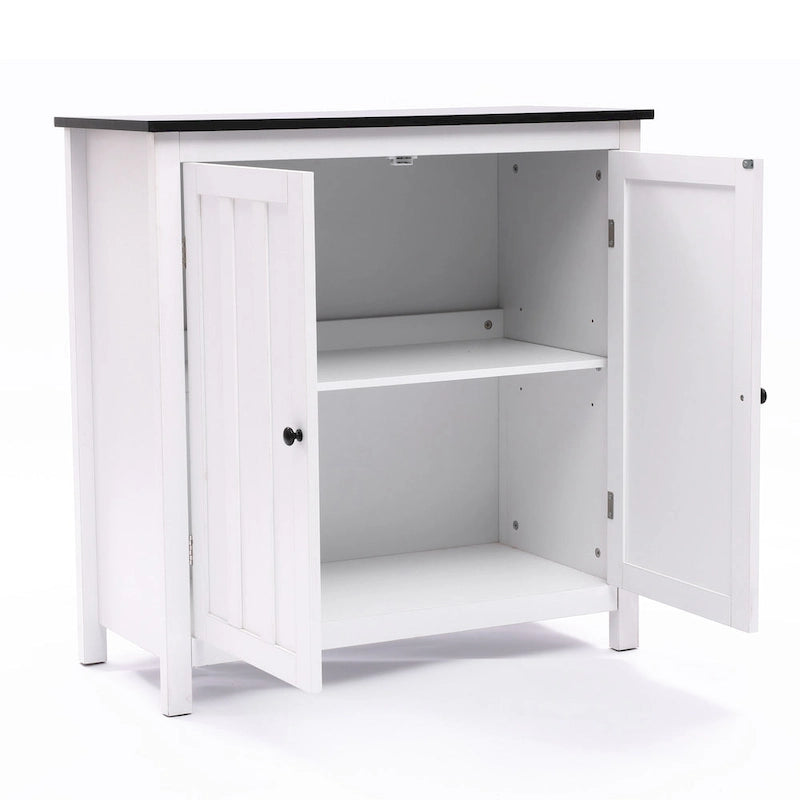 Biała Szafka Łazienkowa z MDF z Dwoma Drzwiczkami i Regulowaną Półką - 82 cm (wys.) x 80 cm (szer.) x 37 cm (gł.)