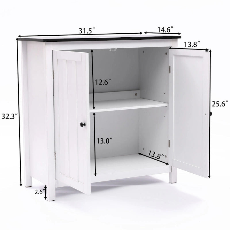 Biała Szafka Łazienkowa z MDF z Dwoma Drzwiczkami i Regulowaną Półką - 82 cm (wys.) x 80 cm (szer.) x 37 cm (gł.)