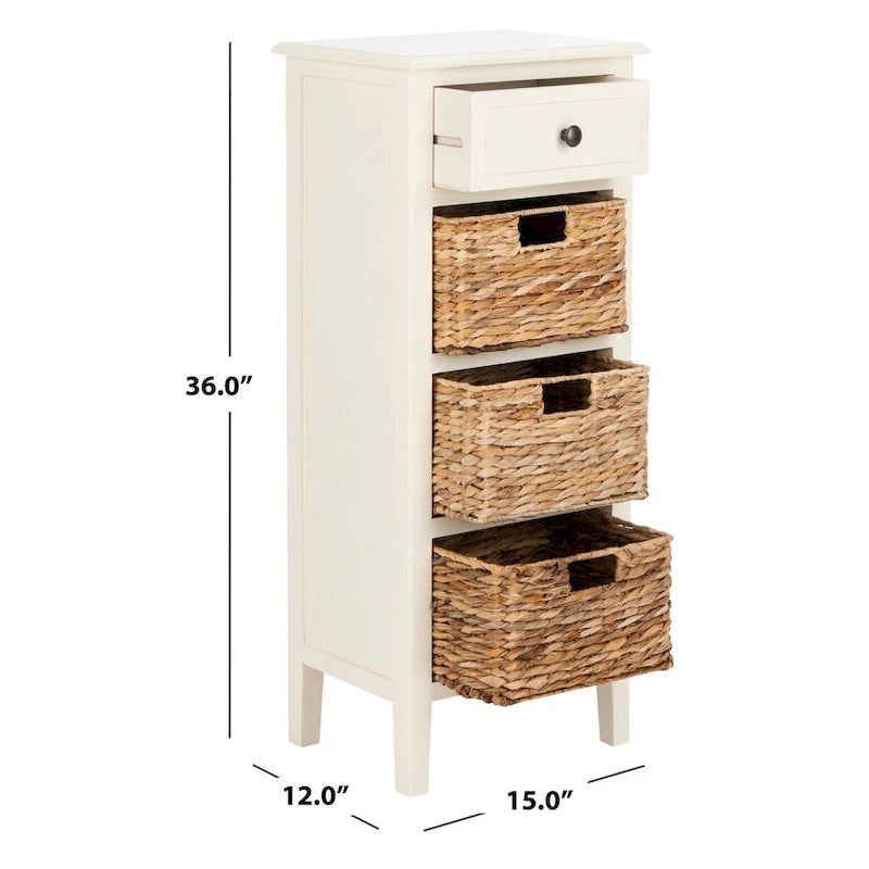 Szafka nocna z 4 szufladami – 38 cm szer. x 30,5 cm gł. x 91,5 cm wys., wykończenie w stylu postarzanym, wiele kolorów