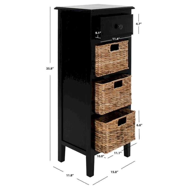 Szafka nocna z 4 szufladami – 38 cm szer. x 30,5 cm gł. x 91,5 cm wys., wykończenie w stylu postarzanym, wiele kolorów