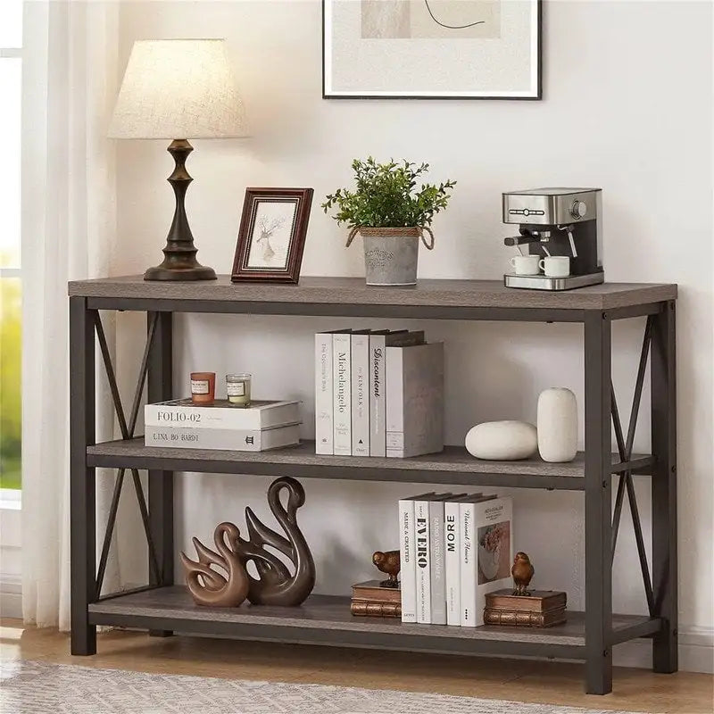Industrialny stolik konsolowy za sofę - 13.39D x 47.24W x 30H