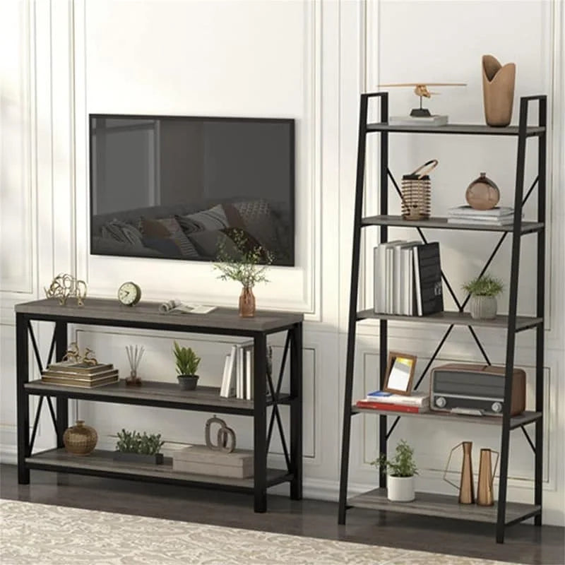 Industrialny stolik konsolowy za sofę - 13.39D x 47.24W x 30H