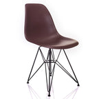 Krzesło do jadalni Nature Series DSR w stylu mid-century modern, z drewnianym usłojeniem, z akcentem, z czarnymi nogami Eiffel ze stali